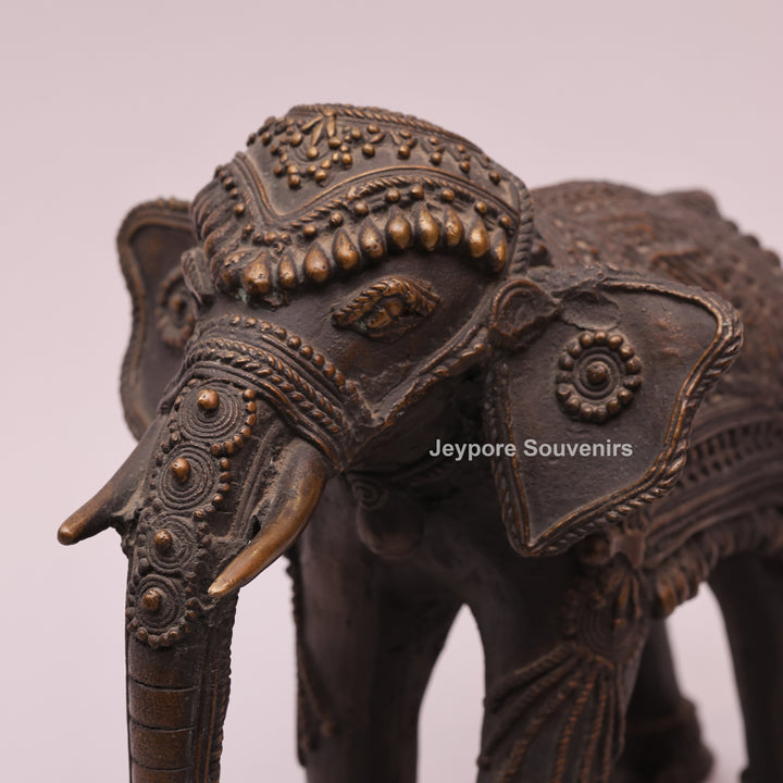 Handcrafted Antique Brass Dhokra Tribal Metal Elephant Statue