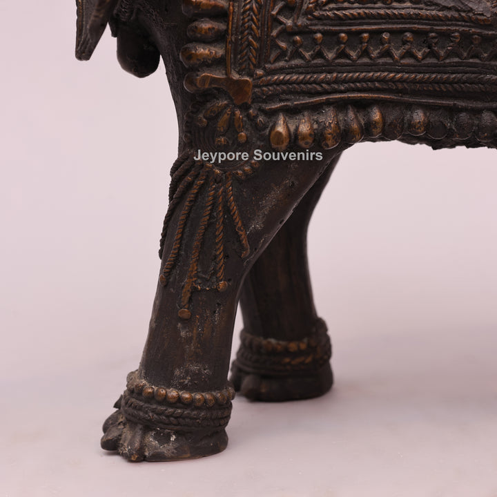 Handcrafted Antique Brass Dhokra Tribal Metal Elephant Statue