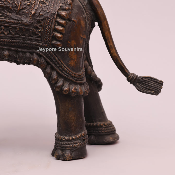 Handcrafted Antique Brass Dhokra Tribal Metal Elephant Statue