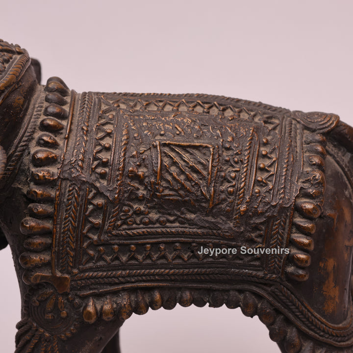 Handcrafted Antique Brass Dhokra Tribal Metal Elephant Statue