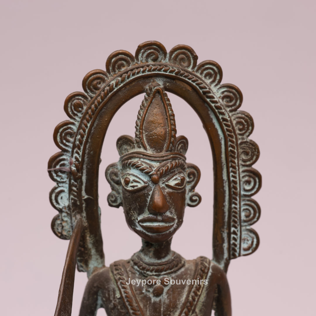 Antique Dhokra Tribal Horse With Rider Brass Statue