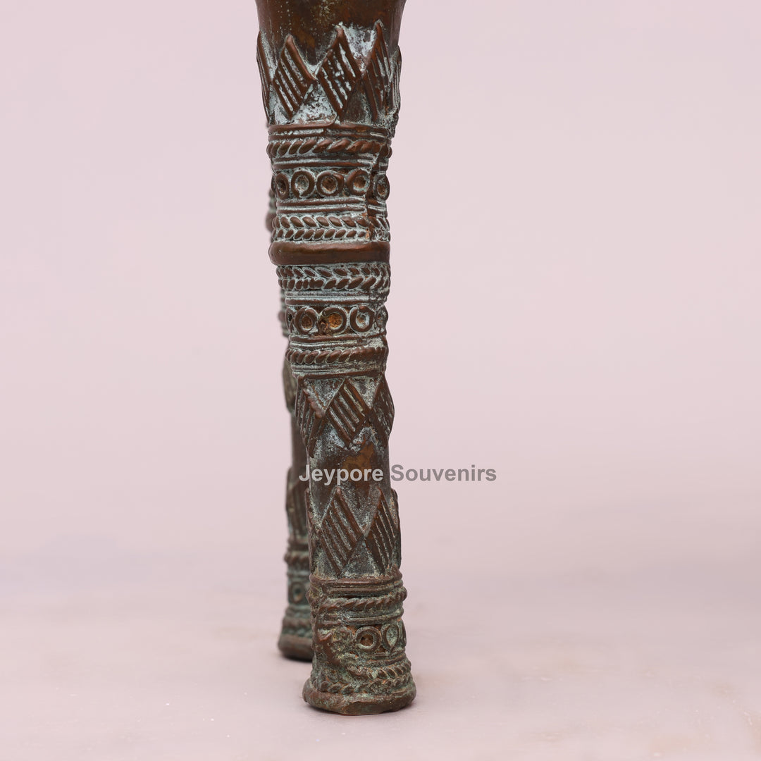 Antique Dhokra Tribal Horse With Rider Brass Statue