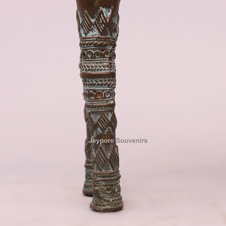 Antique Dhokra Tribal Horse With Rider Brass Statue