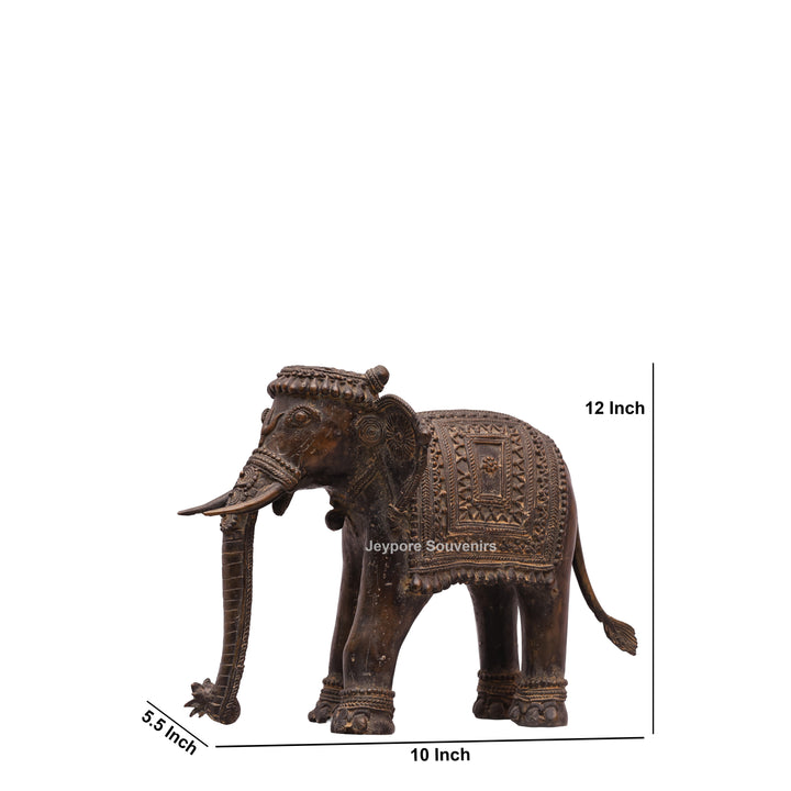 Handcrafted Dhokra Brass Tribal Elephant Statue – Antique Metal Art