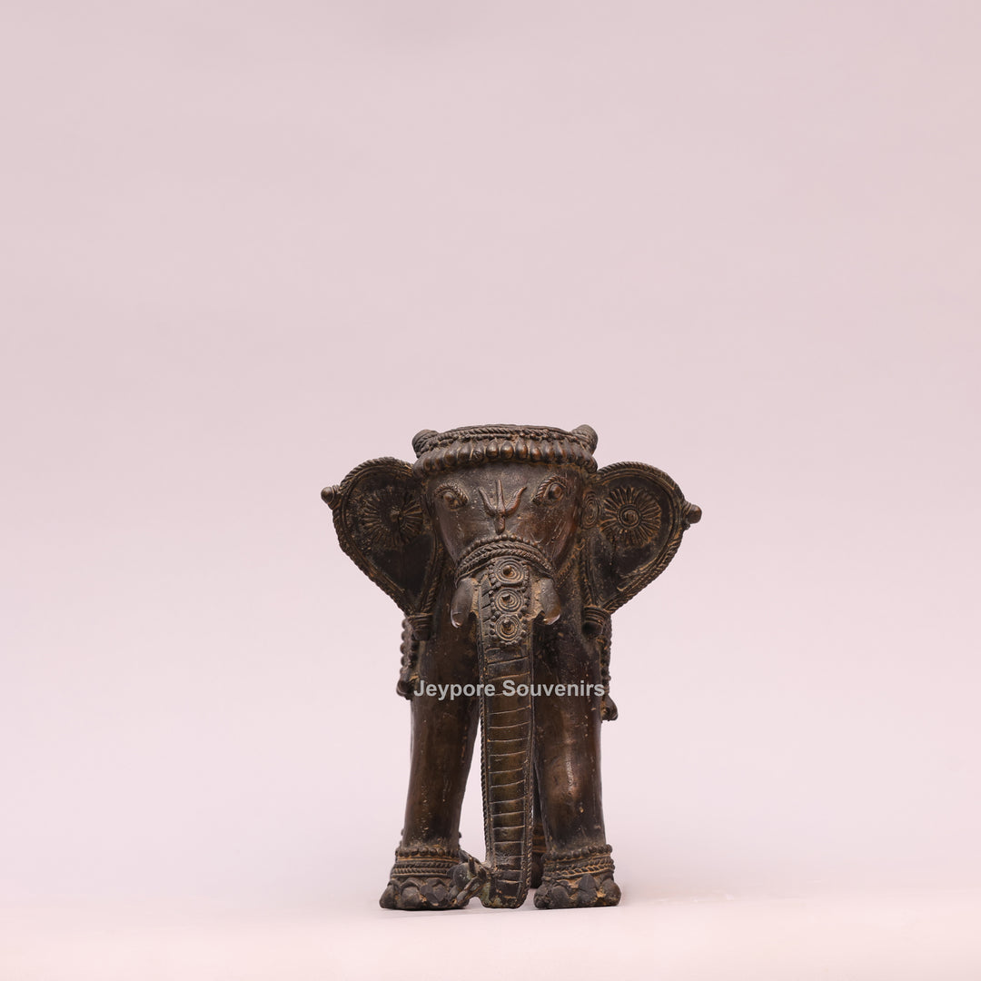Handcrafted Dhokra Brass Tribal Elephant Statue – Antique Metal Art