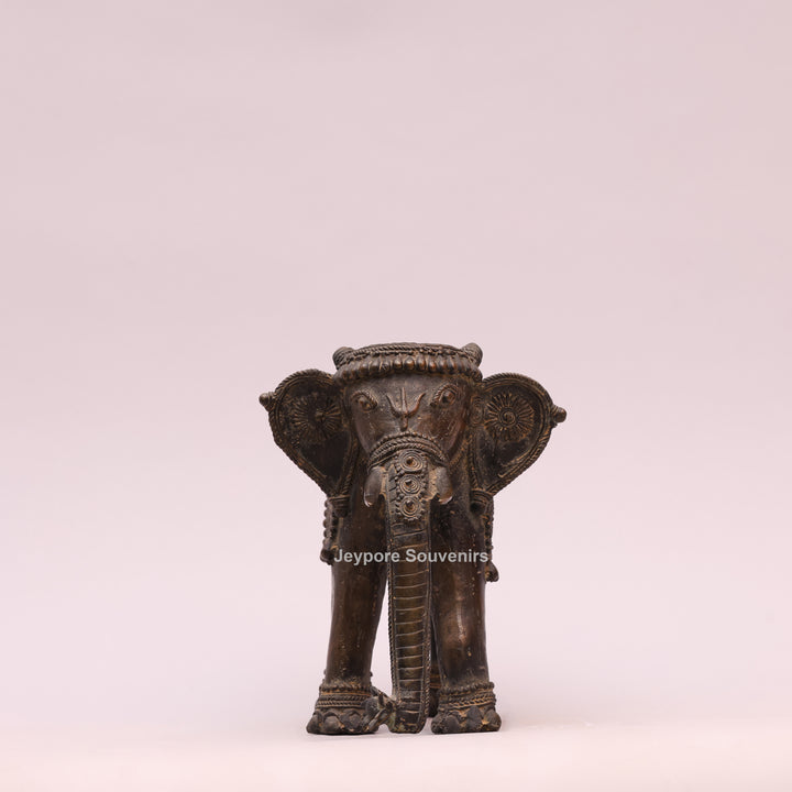 Handcrafted Dhokra Brass Tribal Elephant Statue – Antique Metal Art