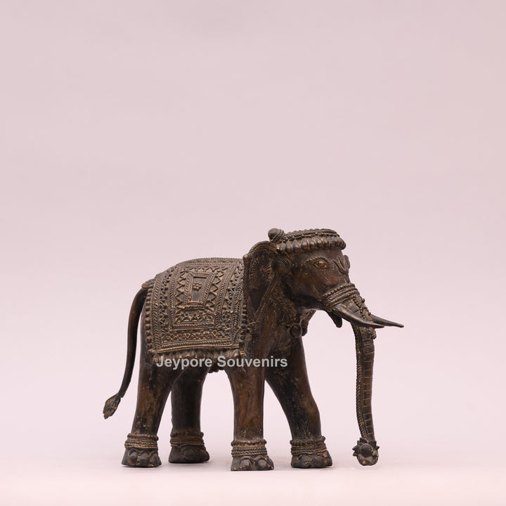 Handcrafted Dhokra Brass Tribal Elephant Statue – Antique Metal Art