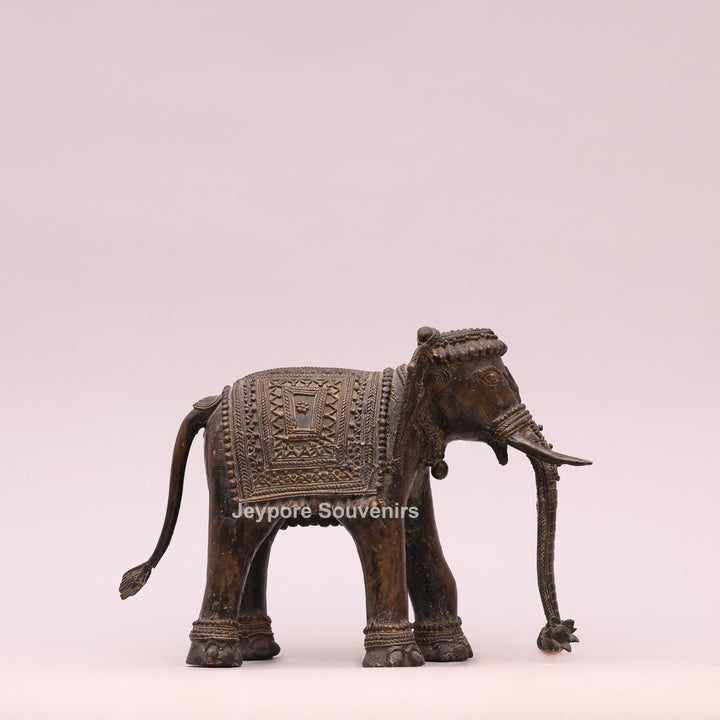 Handcrafted Dhokra Brass Tribal Elephant Statue – Antique Metal Art