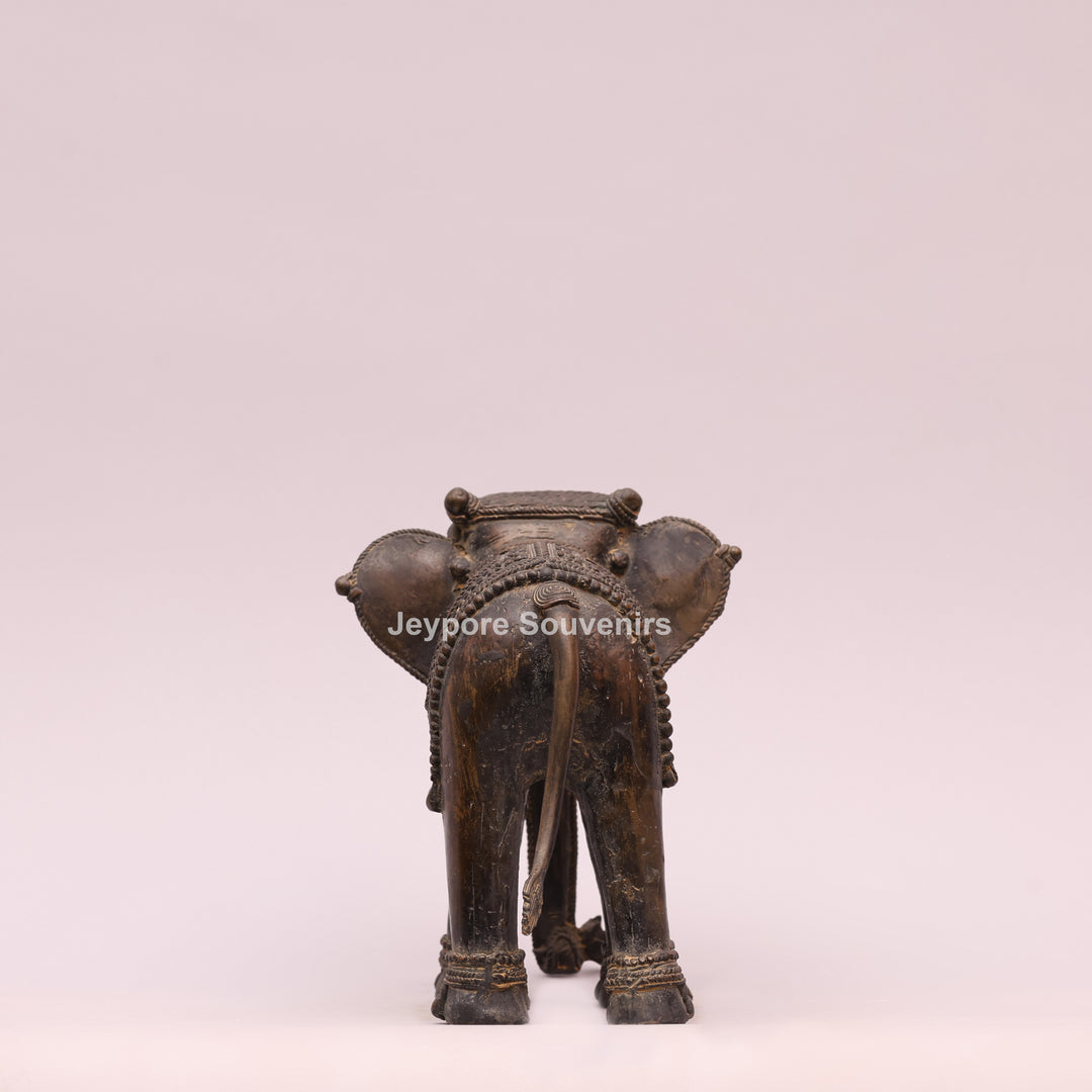 Handcrafted Dhokra Brass Tribal Elephant Statue – Antique Metal Art