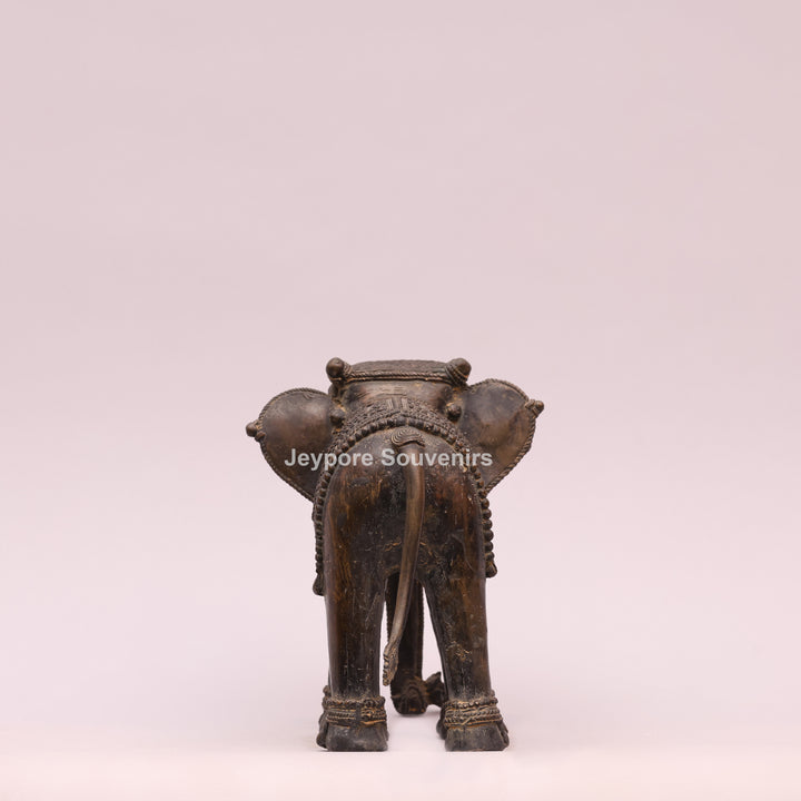 Handcrafted Dhokra Brass Tribal Elephant Statue – Antique Metal Art
