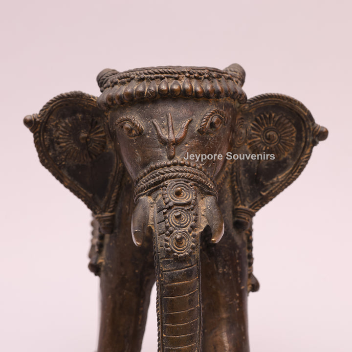 Handcrafted Dhokra Brass Tribal Elephant Statue – Antique Metal Art
