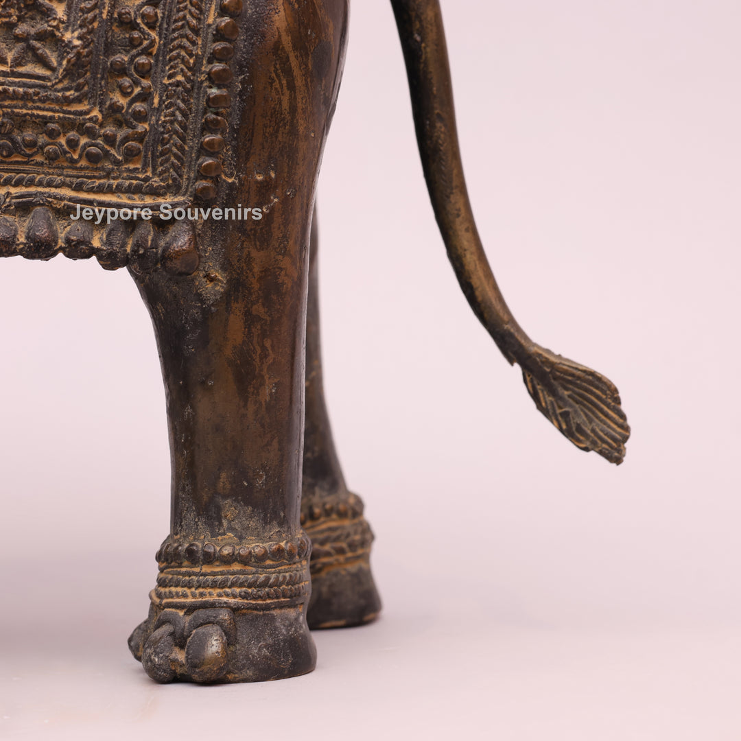 Handcrafted Dhokra Brass Tribal Elephant Statue – Antique Metal Art