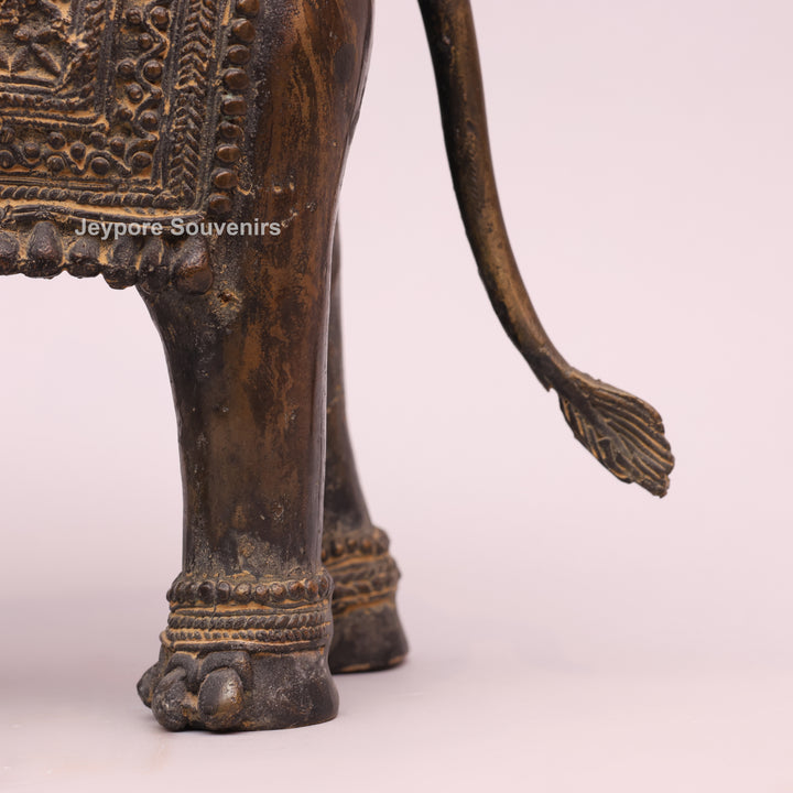 Handcrafted Dhokra Brass Tribal Elephant Statue – Antique Metal Art