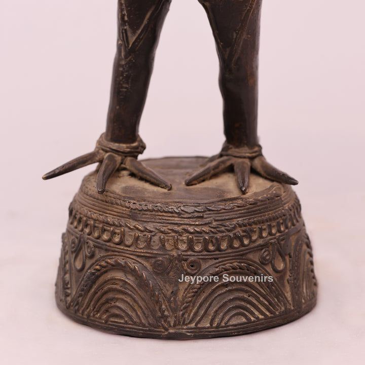 Dhokra Brass Peacock Sculpture with Spread Wings