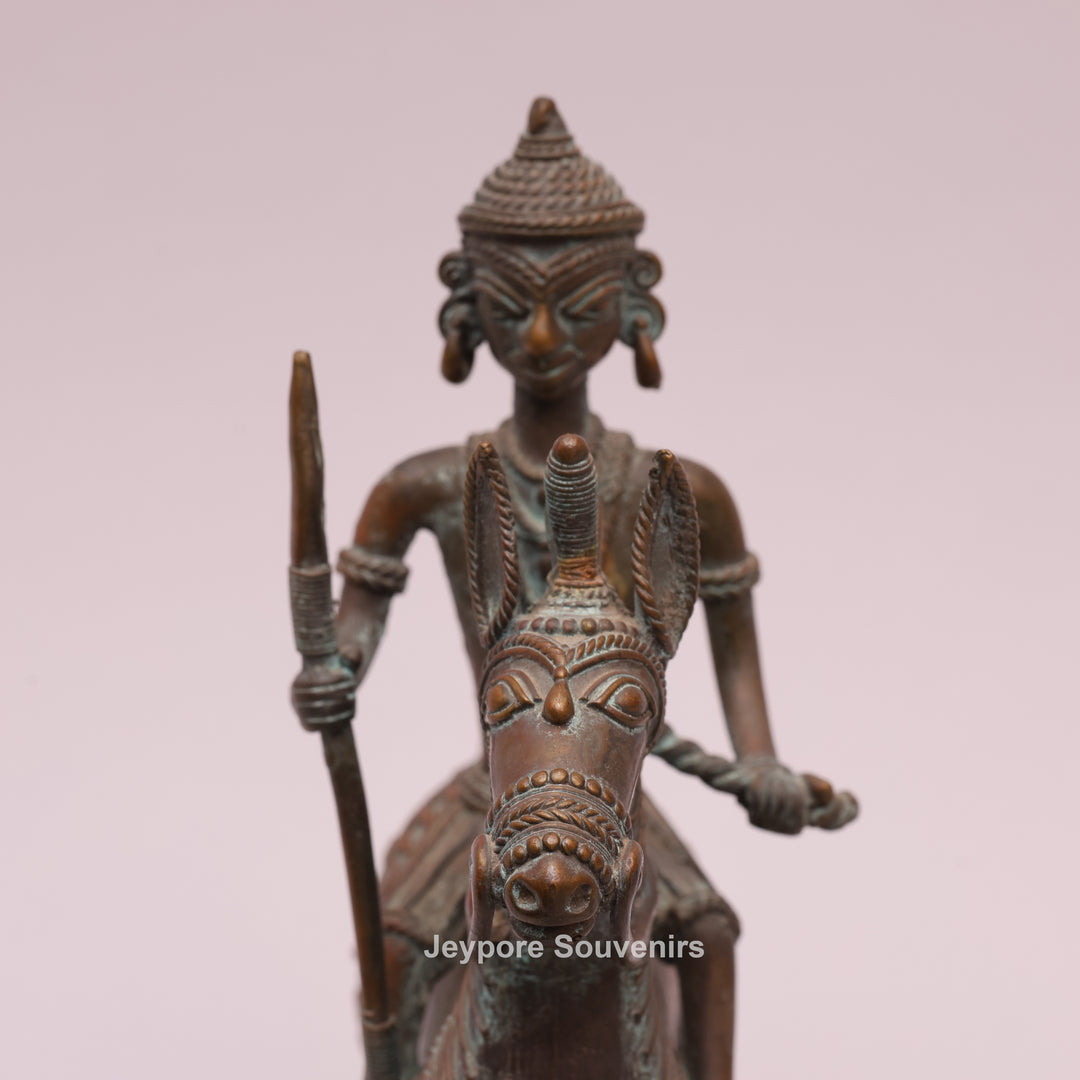 Handcrafted Dhokra Brass Horse With Rider Statue – Traditional Tribal Wire Art
