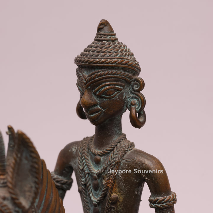 Handcrafted Dhokra Brass Horse With Rider Statue – Traditional Tribal Wire Art