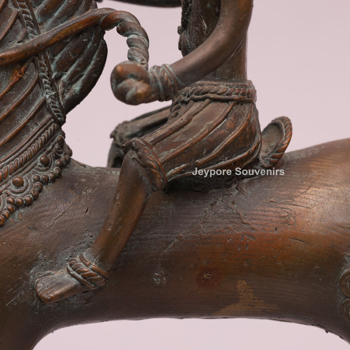 Handcrafted Dhokra Brass Horse With Rider Statue – Traditional Tribal Wire Art