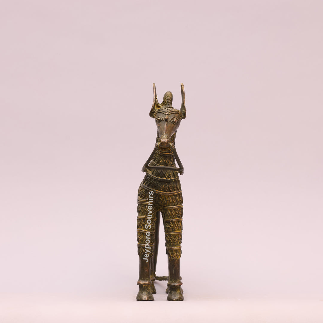 Antique Brass Dhokra Horse Sculpture