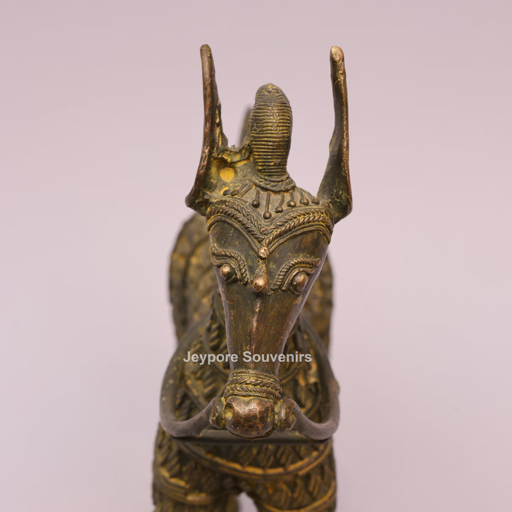 Antique Brass Dhokra Horse Sculpture