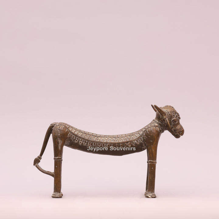 Handcrafted Tribal Art Brass Nandi Statue