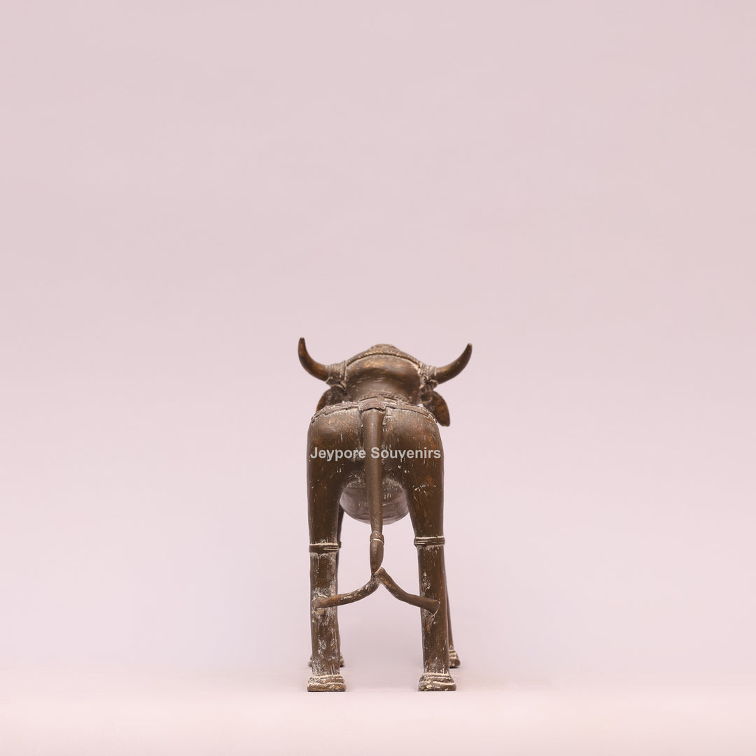 Handcrafted Tribal Art Brass Nandi Statue