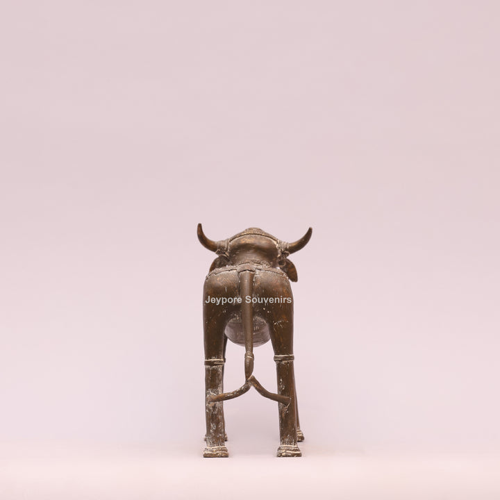 Handcrafted Tribal Art Brass Nandi Statue