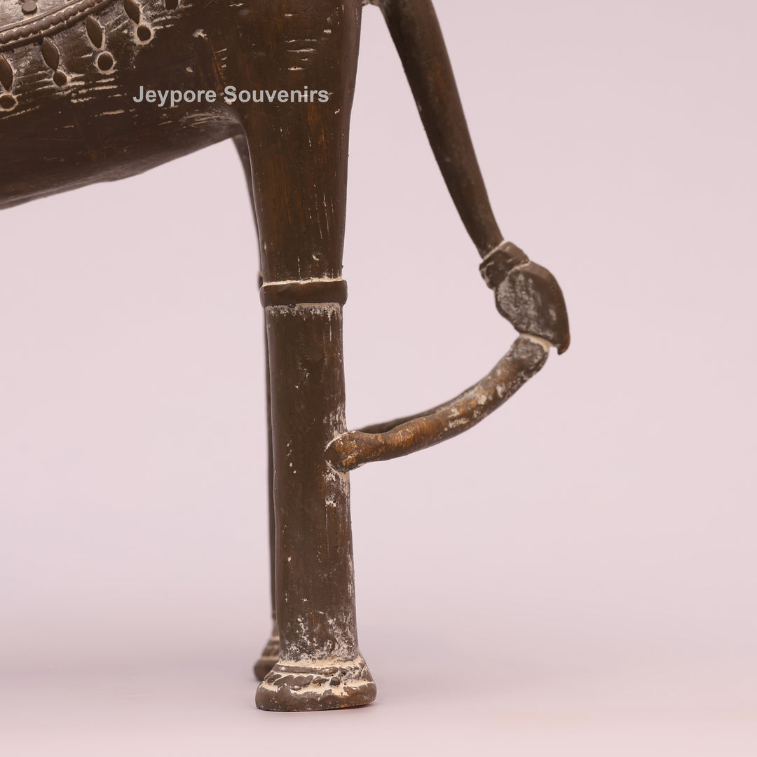 Handcrafted Tribal Art Brass Nandi Statue