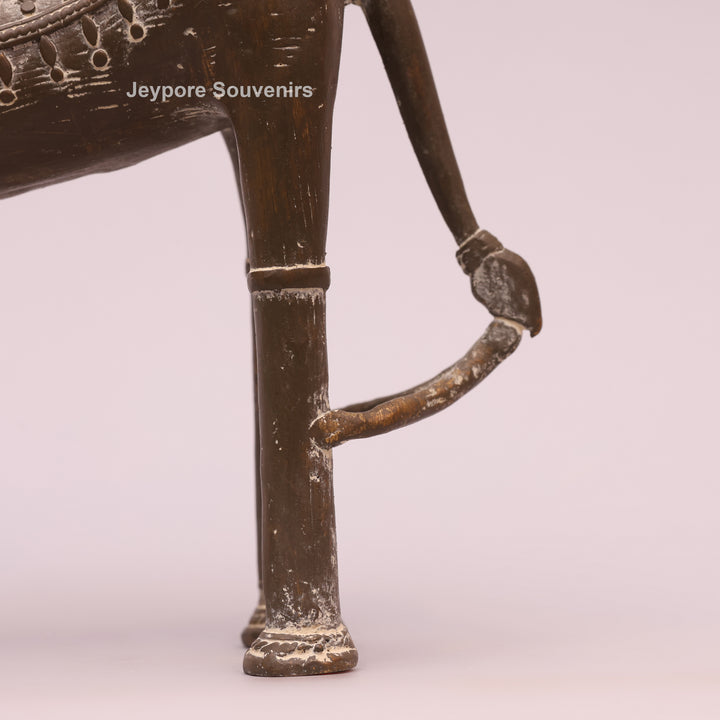 Handcrafted Tribal Art Brass Nandi Statue