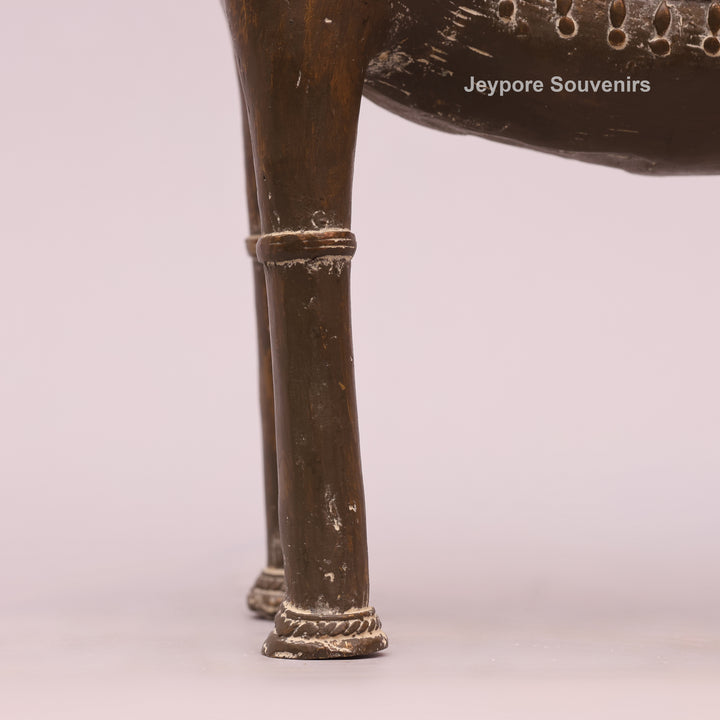 Handcrafted Tribal Art Brass Nandi Statue