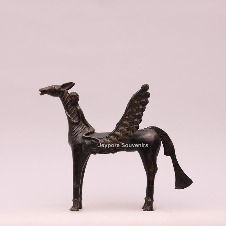 Dhokra Brass Horse Sculpture with Wings