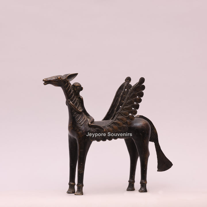 Dhokra Brass Horse Sculpture with Wings