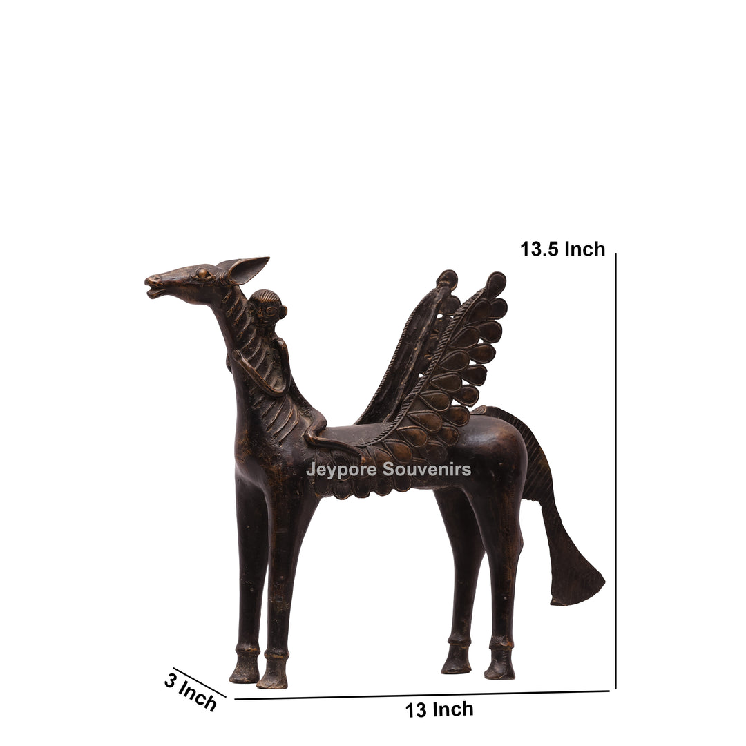 Dhokra Brass Horse Sculpture with Wings