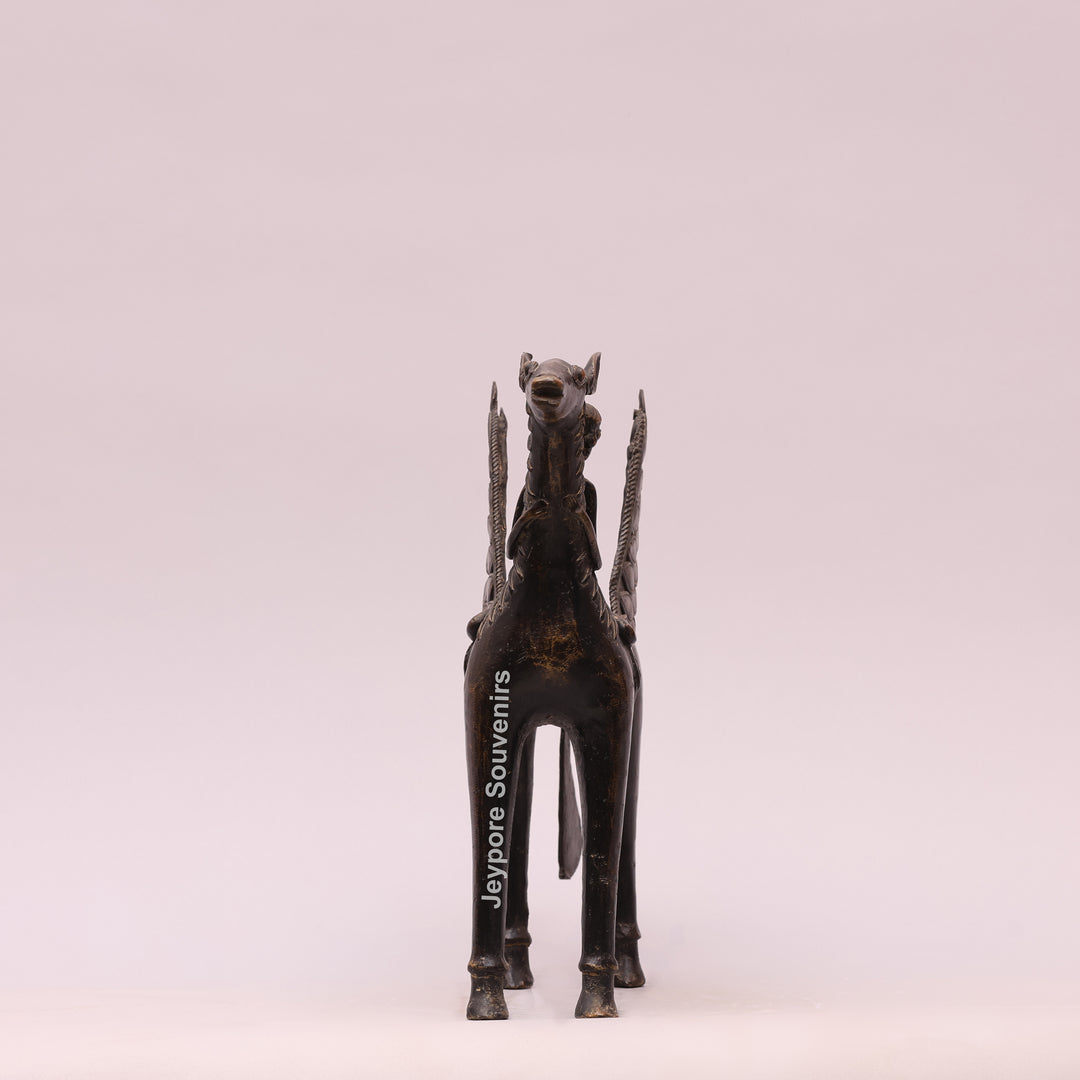 Dhokra Brass Horse Sculpture with Wings