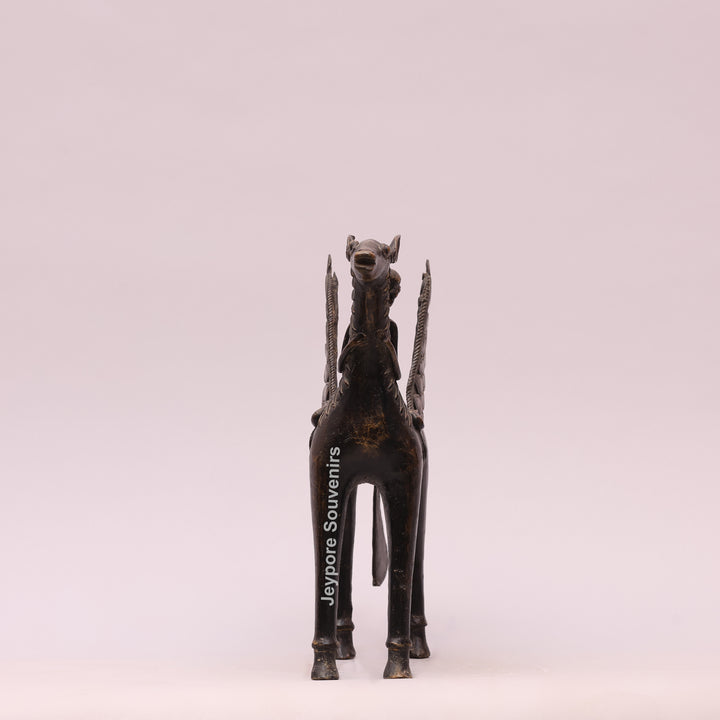 Dhokra Brass Horse Sculpture with Wings