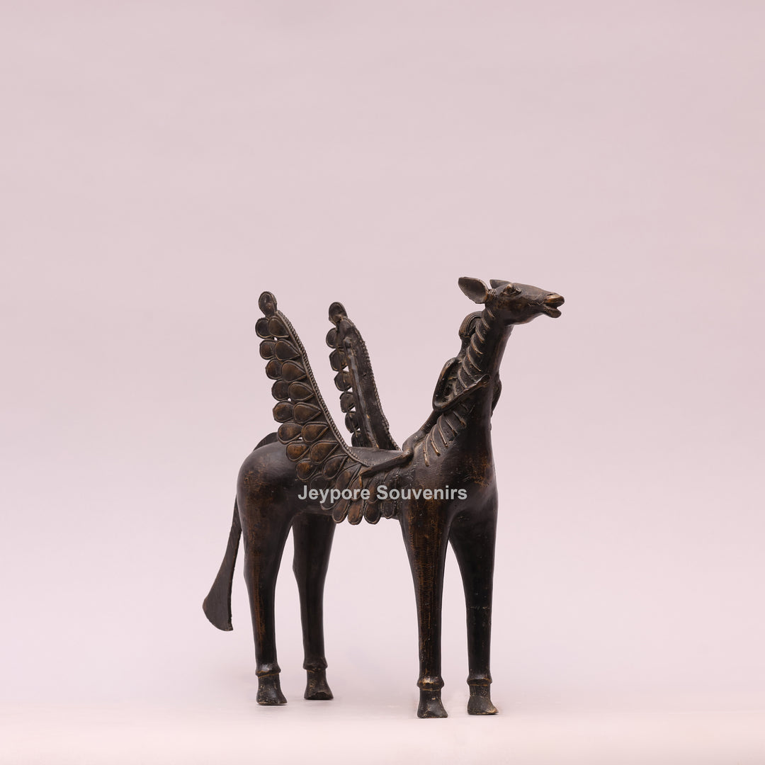 Dhokra Brass Horse Sculpture with Wings