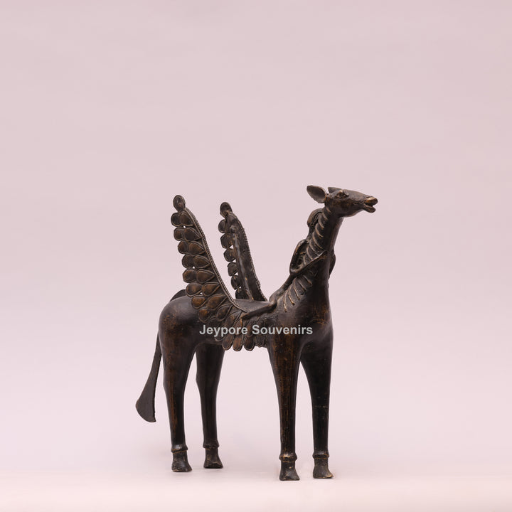 Dhokra Brass Horse Sculpture with Wings