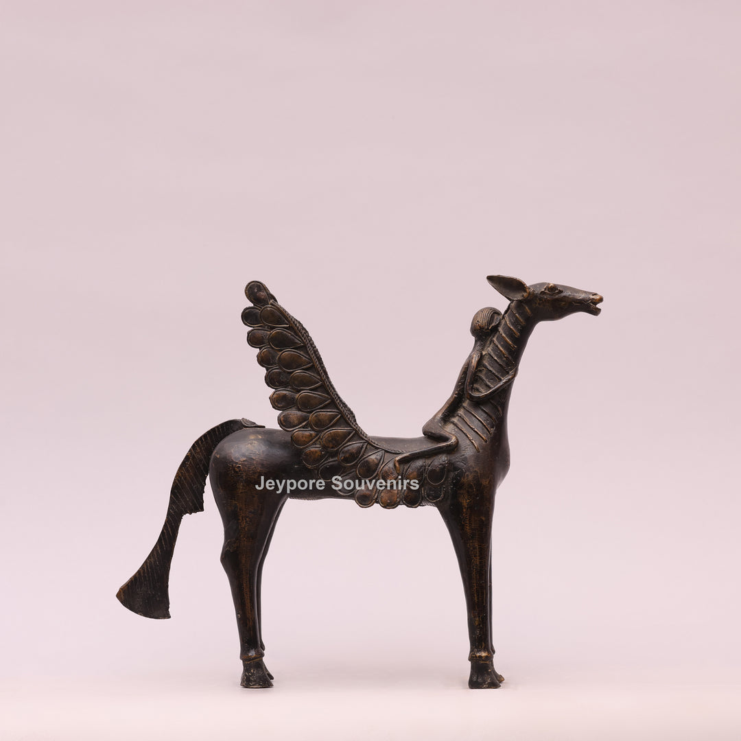 Dhokra Brass Horse Sculpture with Wings
