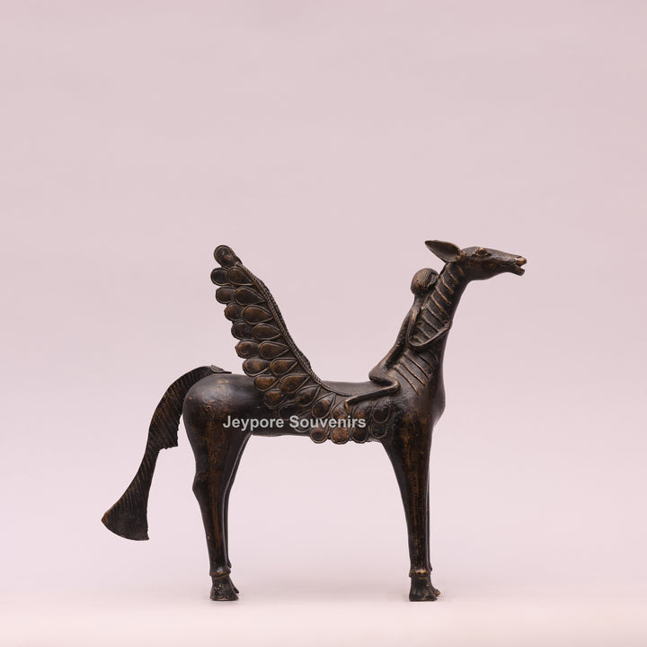 Dhokra Brass Horse Sculpture with Wings
