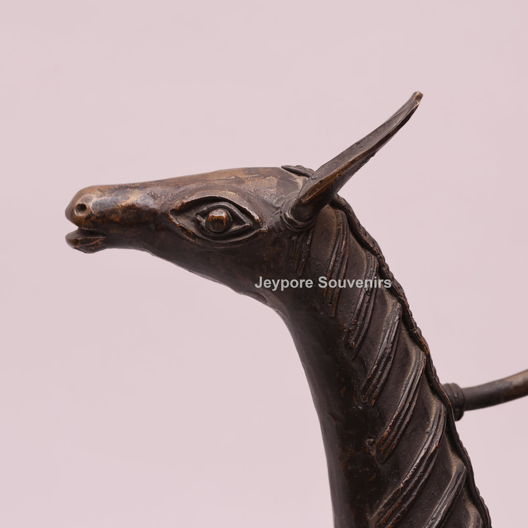 Handcrafted Dhokra Art Brass Horse &amp; Rider Sculpture