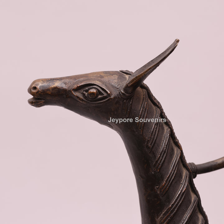 Handcrafted Dhokra Art Brass Horse &amp; Rider Sculpture