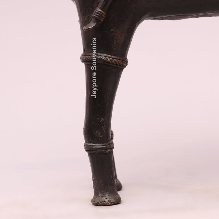 Handcrafted Dhokra Art Brass Horse &amp; Rider Sculpture