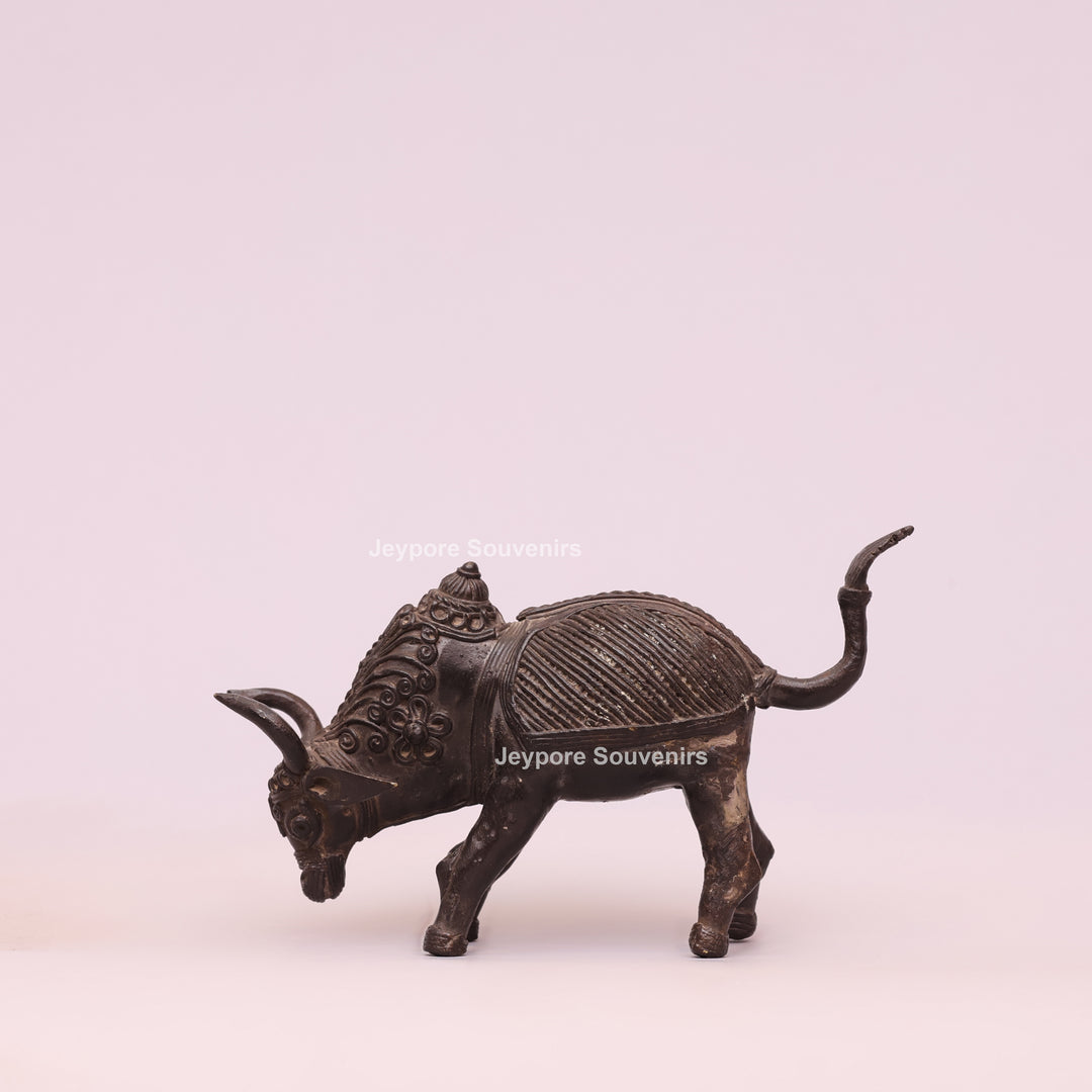 Handcrafted Dhokra Brass Nandi Bull Sculpture – Traditional Tribal Art