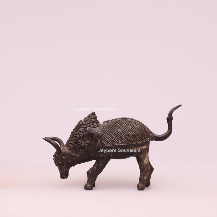 Handcrafted Dhokra Brass Nandi Bull Sculpture – Traditional Tribal Art
