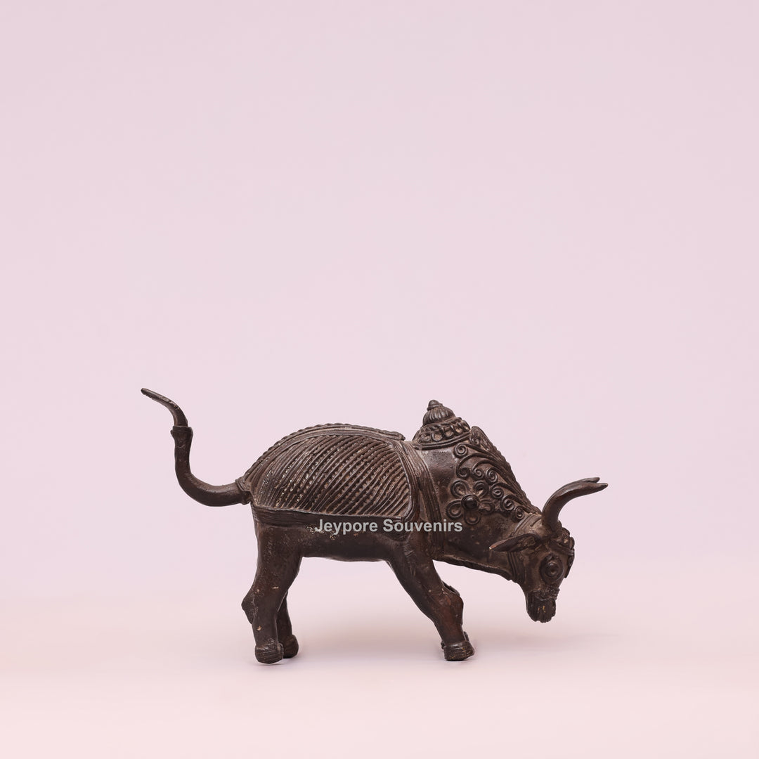 Handcrafted Dhokra Brass Nandi Bull Sculpture – Traditional Tribal Art