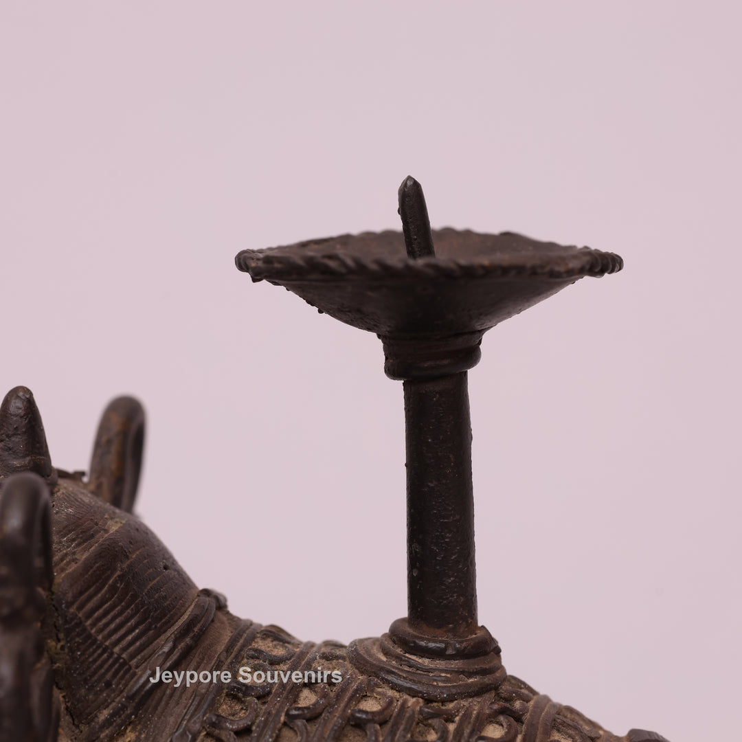 Handcrafted Bastar Dhokra Brass Elephant Candle Holder Statue