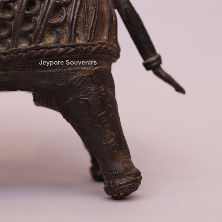 Handcrafted Bastar Dhokra Brass Elephant Candle Holder Statue