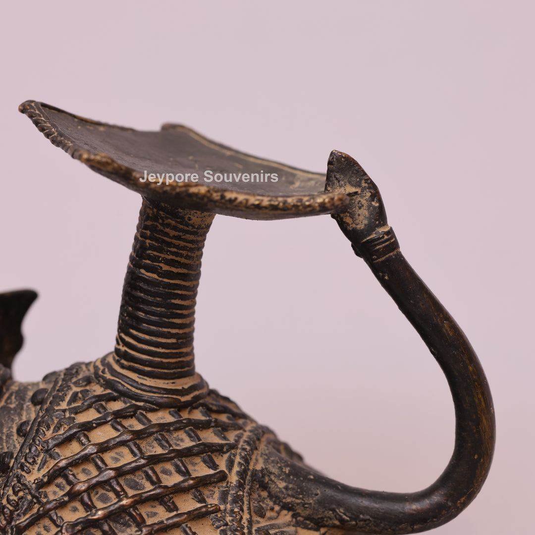 Handcrafted Bastar Dhokra Brass Sitting Elephant Candle Holder Statue