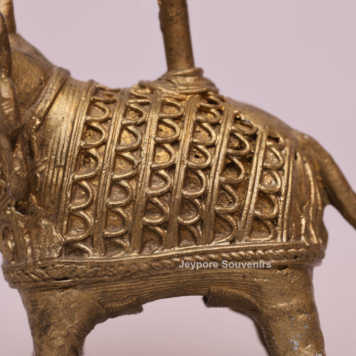 Handcrafted Dhokra Brass Elephant Candle Holder