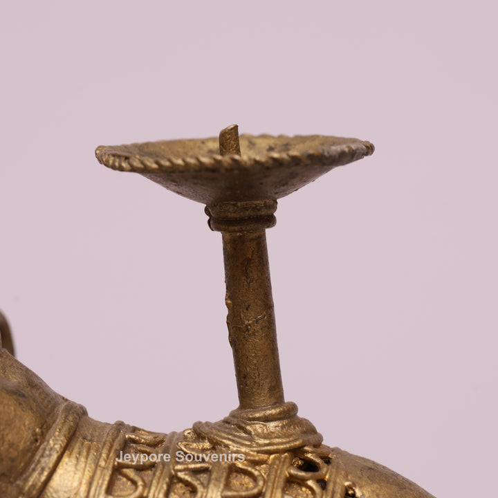 Handcrafted Dhokra Brass Elephant Candle Holder