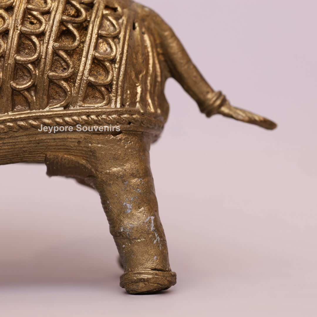 Handcrafted Dhokra Brass Elephant Candle Holder